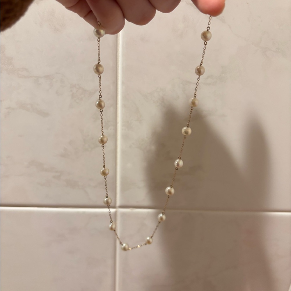 14k yellow gold Peter brown Pearl Necklace 7.42 grams